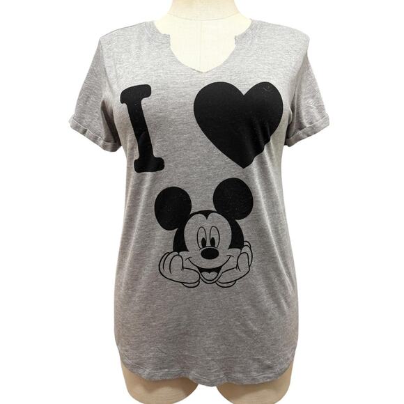 Torrid 1 (1X) Disney I Love Mickey Mouse Notch Neck Graphic Jersey T Shirt New - Picture 1 of 2